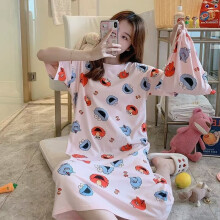 (Pink sesame skirt, XL recommended 105-120 pounds) Pajamas for women summer cartoon thin 2026 new internet celebrity nightgown
