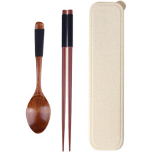 Ensemble de baguettes et cuillère en bois portables (3 pièces)