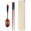 Conjunto de pauzinhos e colher de madeira com caixa de erva de trigo 1