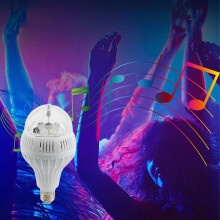Lâmpada de discoteca RGB giratória estroboscópica para casa inteligente E27