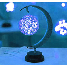 Veilleuse LED étoile lune avec cadre en corde de chanvre