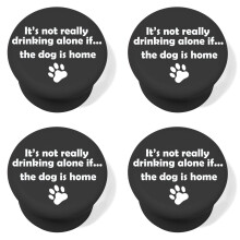 Lot de 4 bouchons de bouteille de vin en silicone – Motif chien (noir)