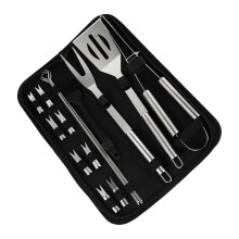 16-teiliges Grillbesteck-Set aus Edelstahl mit Tragetasche