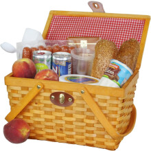 Panier de pique-nique doublé de vichy avec poignées pliables