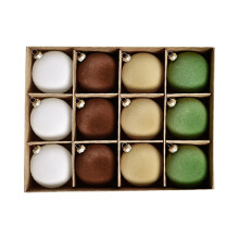 Boules de Noël en velours floqué, 12 pièces, 6 cm (2,36 pouces)