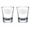 2 borrelglaasjes van 50 ml met de tekst 'Speaking in Cursive'. 1
