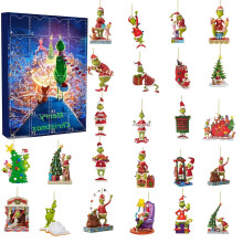 G-rinch-tema adventskalender med 24 harpiksfigurer