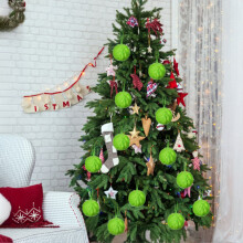 Boules de Noël en fausse fourrure style vintage (12 pièces)