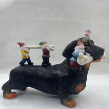 Statuette de gnome teckel en résine, ornement 1 pièce