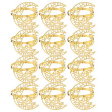 Ronds de serviette Lune et Étoile dorées, lot de 12