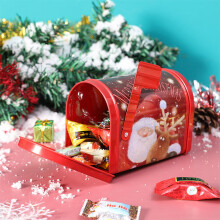 Boîte de rangement en métal rouge pour boîte aux lettres de Noël - 14 x 10 x 8,5 cm