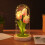 Veilleuse Tulipe, lampe fleur faite main rose, 1 pièce 1