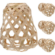 Lot de 4 abat-jour ronds en bambou