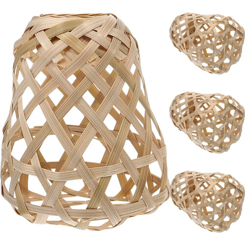 Lot de 4 abat-jour ronds en bambou