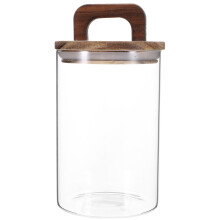 Doorzichtige glazen voorraadpot met houten deksel, 1000 ml