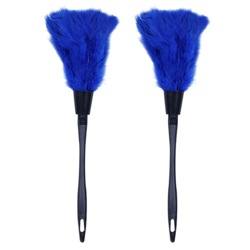Plumeau de dinde bleu 35 cm, lot de 2