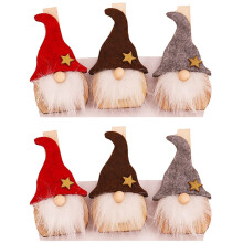 Ensemble de 6 pinces à cheveux en bois représentant le Père Noël