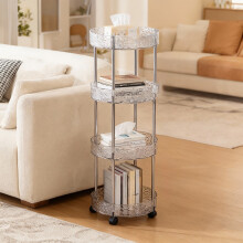 Étagère de rangement roulante transparente à 4 niveaux