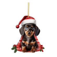 Niedlicher Hunde-Weihnachtsbaum-Anhänger aus Acryl, 11 cm