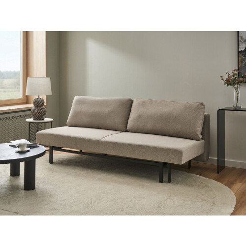 Beliani Sofa Bed 3 Seater ROYKKA Fabric Beige 1
