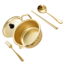 Golden Aluminium Saucepan with Utensils Set