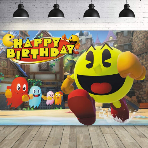 Eating Game Theme Birthday Backdrop with Rope