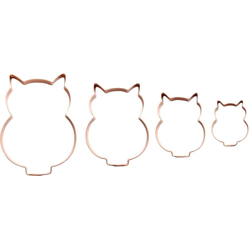 Owl Cookie Cutter Set 4-Piece Copper