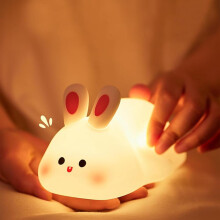 Berührungsempfindliches Silikon-Hasen-Nachtlicht für Kinder, wiederaufladbare LED, 3 Helligkeitsstufen, tragbare Lampe fürs Babyzimmer