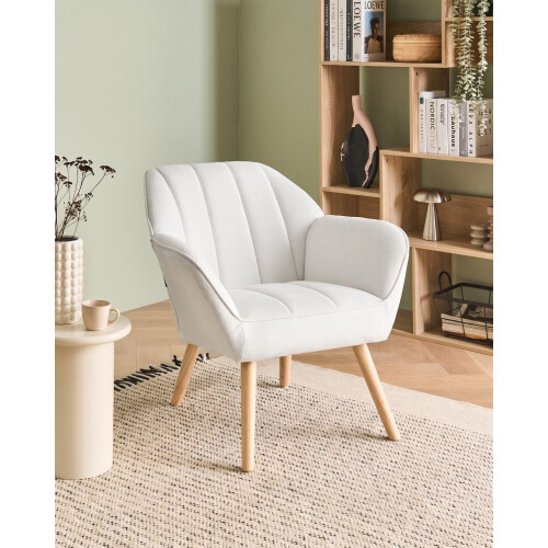 Beliani Armchair TORUD Fabric White 1