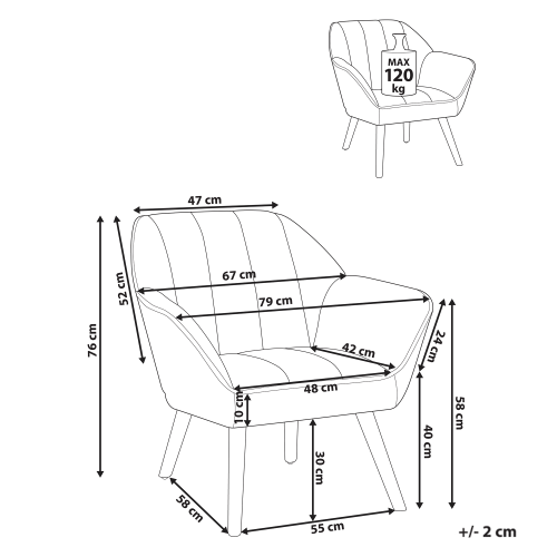 Beliani Armchair TORUD Fabric White 2