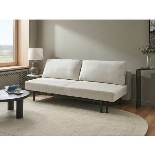 Beliani Sofa Bed 3 Seater ROYKKA Fabric Off-White 1