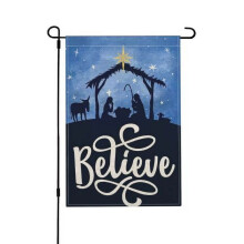 Christmas Garden Flag 12 x 18 in Burlap Double-Sided