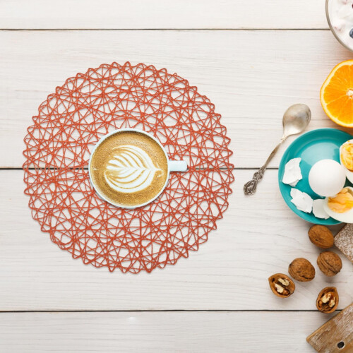 6 Round Paper Rope Placemats for Dining & Decor