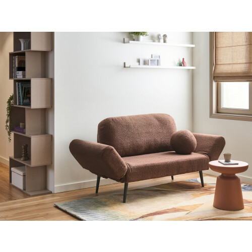Beliani Sofa Bed 2 Seater DOROTEA Boucle Brown 1