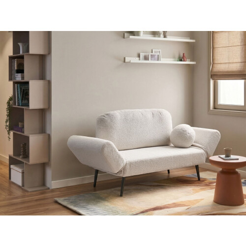 Beliani Sofa Bed 2 Seater DOROTEA Boucle Off-White 1