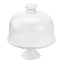 Ceramic Cake Stand with Glass Dome Cover