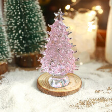 Pink Crystal Glass Christmas Tree Ornament 2.4 inches