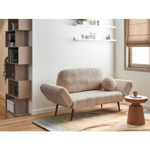Beliani Sofa Bed 2 Seater DOROTEA Boucle Beige 1