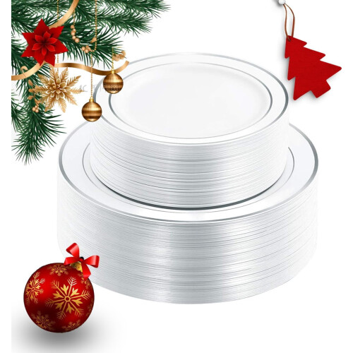 Gold Disposable Plastic Plates 120 pcs 10.25" and 7.5"