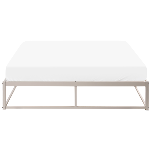 Beliani Bed without Headboard Metal VIRY 140 x 200 cm (EU Double) Light Beige 1