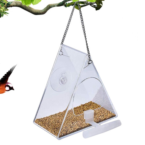 TITOUMI window bird feeder with suction cup, triangle clear