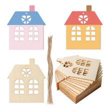 Wooden House-Shaped Gift Tags Unfinished Blank 50 pcs