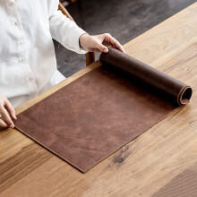 Vintage leather table runner and placemats brown 3380 cm