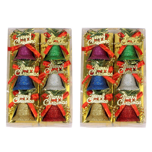 Christmas Bells Ornament Set with Hanging Loop 6pcs