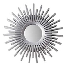 Round Wall-Mounted Mirror Sun Shape Silver 24 Inch