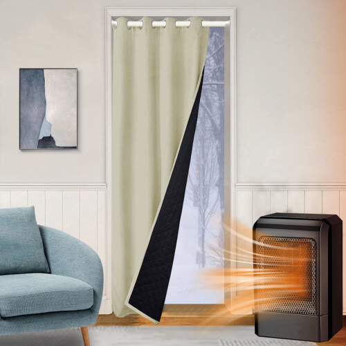 Cortina térmica acolchoada para porta 43x80 polegadas ou 52x80 polegadas