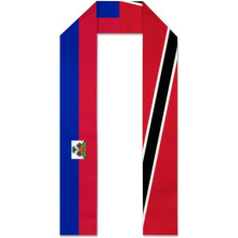 estola de formatura retrô com as bandeiras do Haiti e de Trinidad