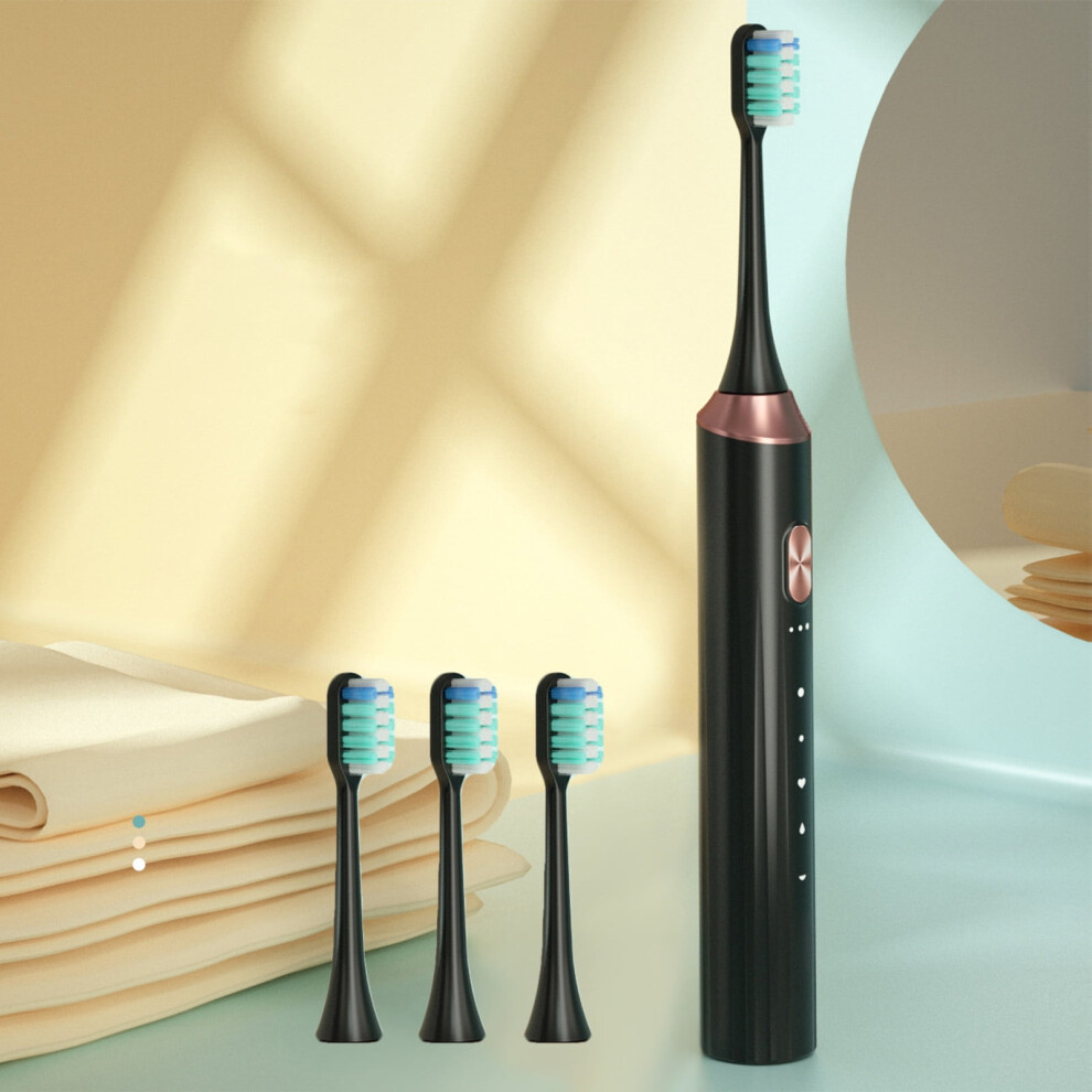 USB Rechargeable Electric Toothbrush with 4 Heads, 5 Modes