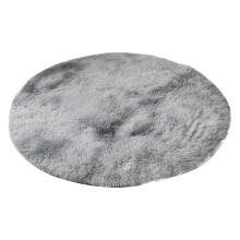 Rond grijs pluizig pluche vloerkleed voor meisjeskamer 152 cm