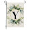 Y-Monogramm-Gartenflagge mit Blumenmuster, rustikales Leinen, doppelseitig 1